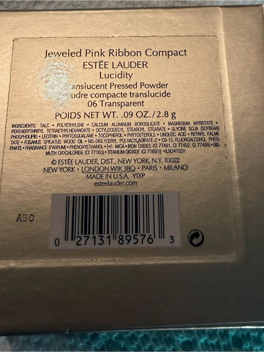 Estée Lauder pink ribbon compact
